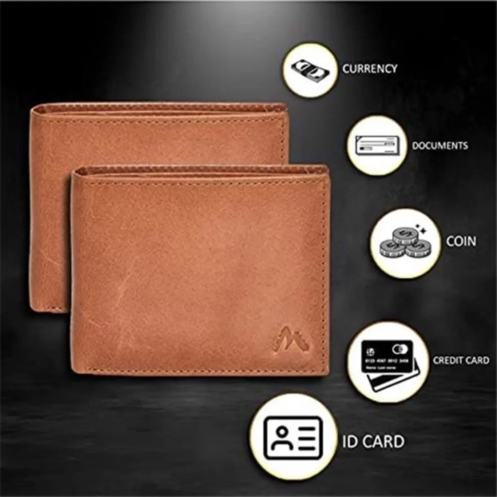 Leather Wallet for men RFID blocking Credit Card Holder with 2 ID Slim wallets